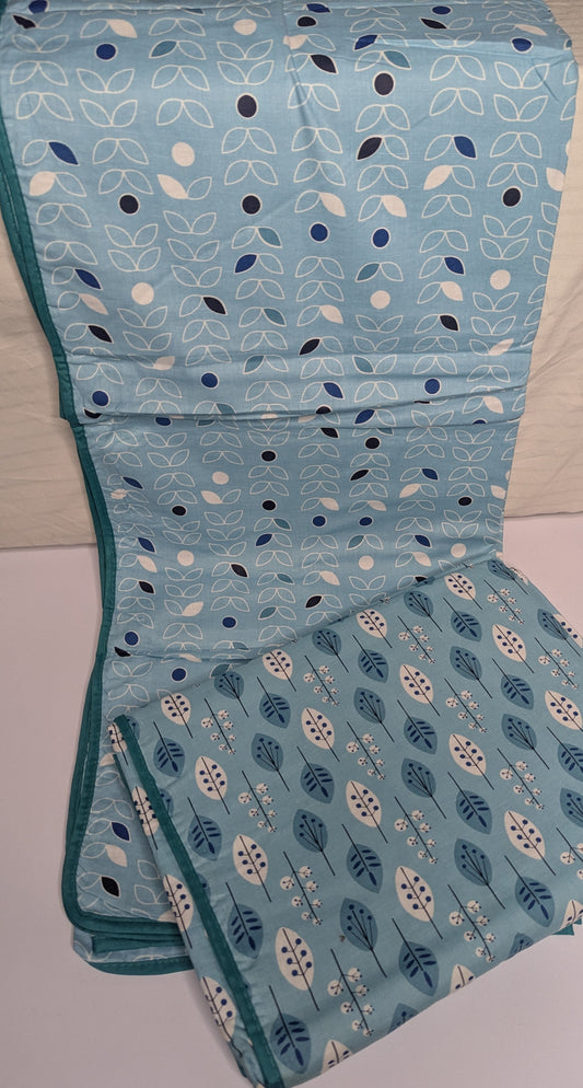 HE & SHE DOHAR (TOP SHEETS) SETS, REVERSIBLE 100% COTTON. BLUE COLORED , SET OF 2